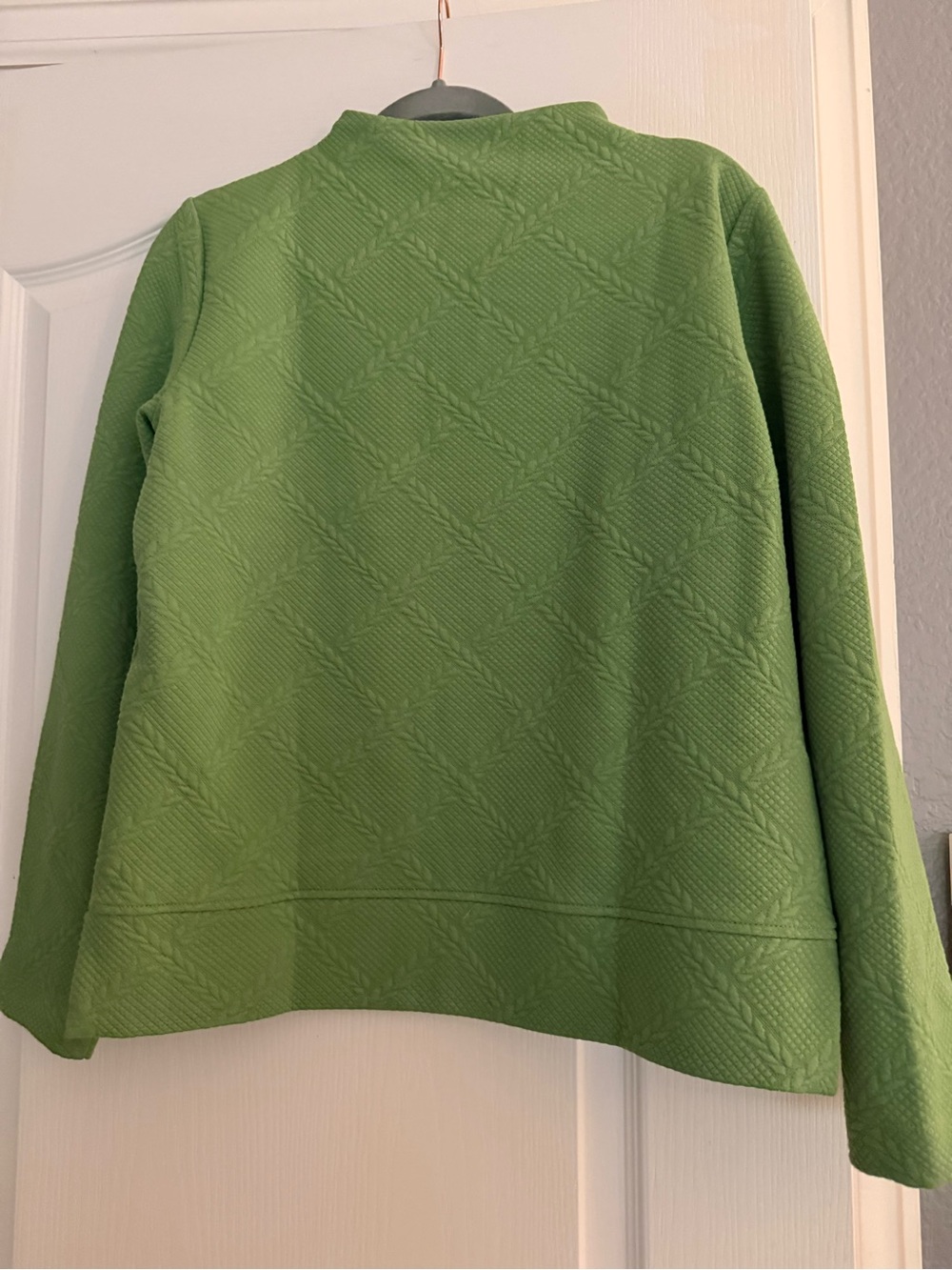 Talbots Green Quilted Long-Sleeve Top with Shoulder Zip - Picture 2 of 2